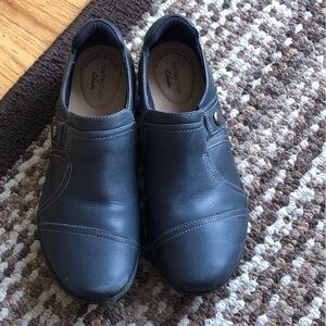 Clarks Ladies Blue Leather Slip-On Loafers